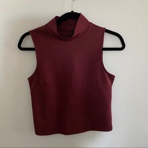 Zara Maroon Mock Neck Tank Top